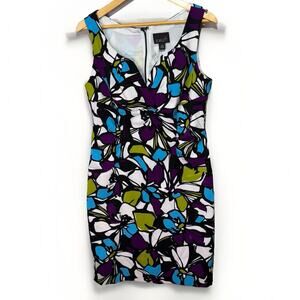 Scarlett Sleeveless Sheath Dress Women’s Size 12 Bold Floral Print Knee-Length